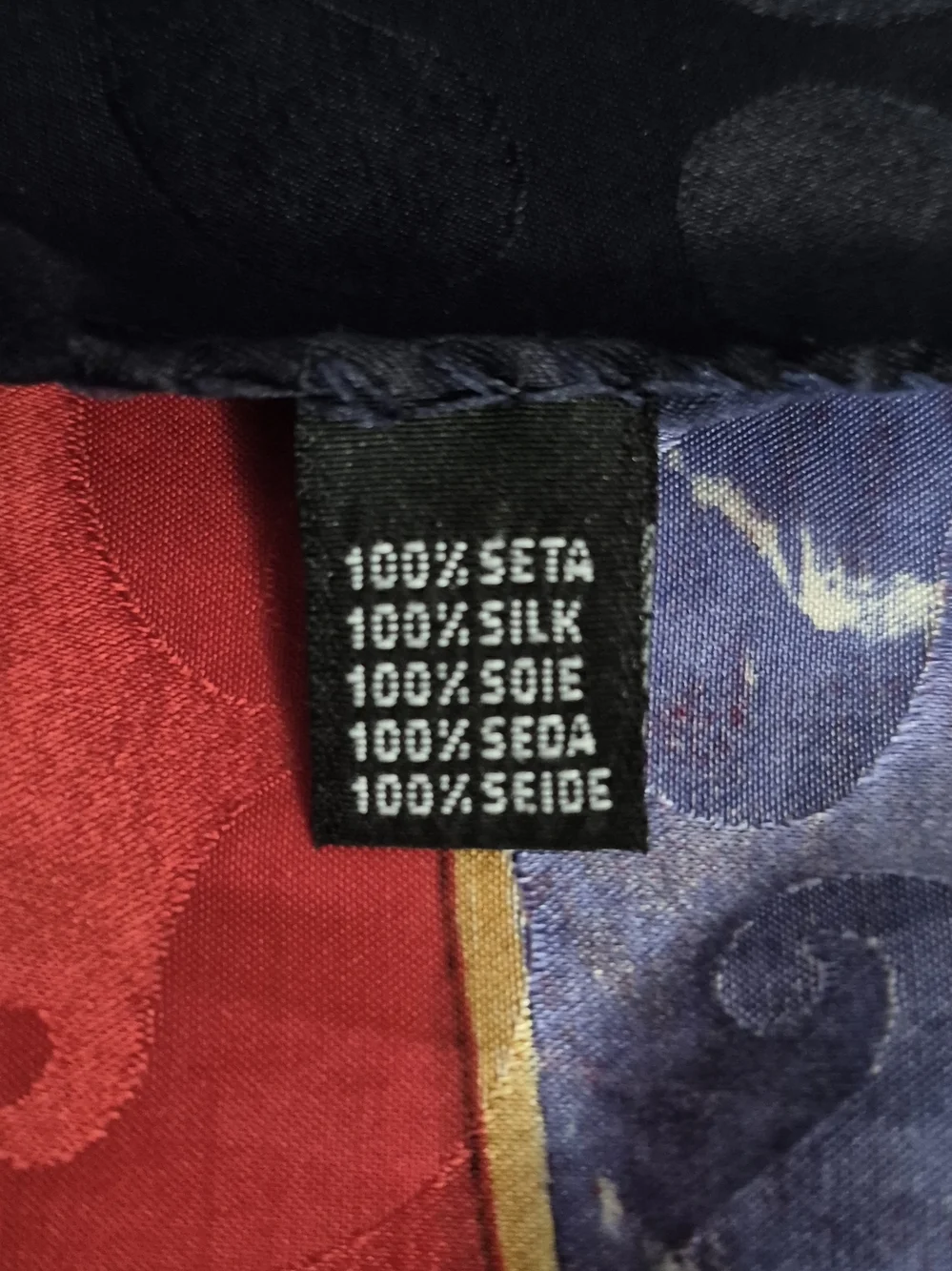 100% Silk Square Scarf with Military Details in Red, Navy & Gold Trim